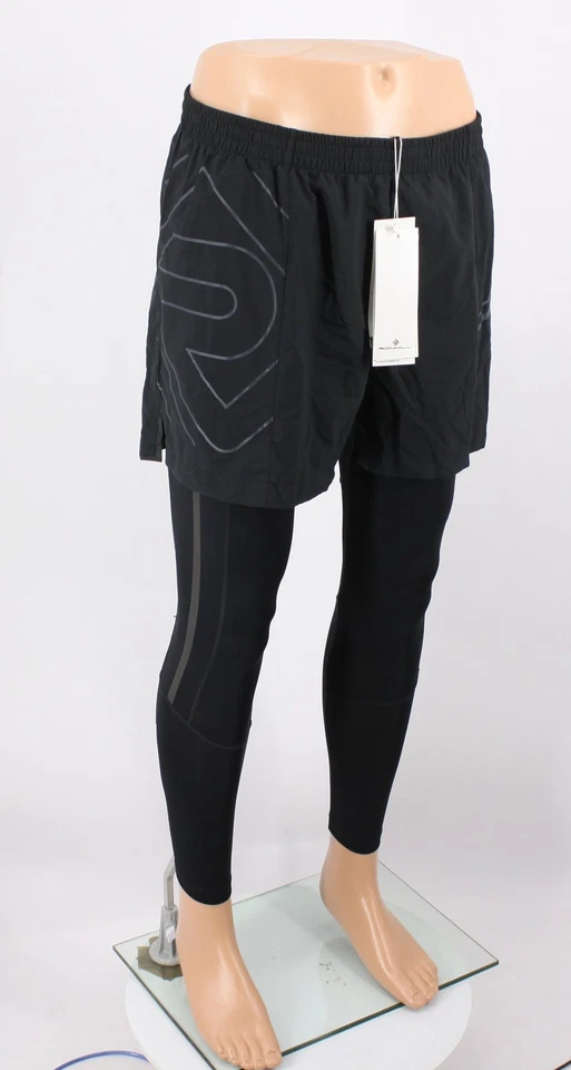 RONHILL HOMBRE TECH TWIN MALLAS PARA CORRER REFLECTANTES UK S NEGRAS PRECIO DE VENTA SUGERIDO POR EL FABRICANTE 65 £ IB Foto 2 de 4