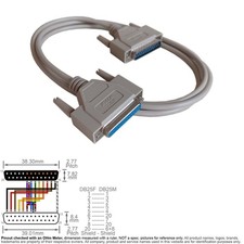 Cable Null Modem DB25 DB 25-Pin Female Male 6FT Serial Crossover Full Control