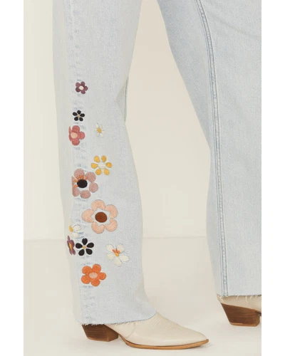 Driftwood Women's Callie X Boogie Nights Light Wash High Rise Floral Embroidered - Picture 2 of 13