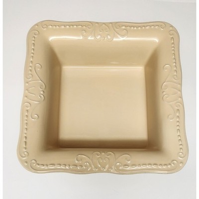 Isabella. Vintage Large Rectangular Beige Stoneware 12'' Baking Dish Pan