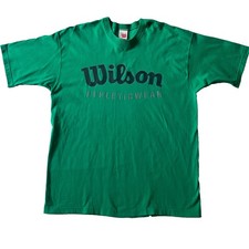 Vintage 90s Wilson Athleticwear T Shirt Mens XXL USA Made Green Graphic Tee 2XL