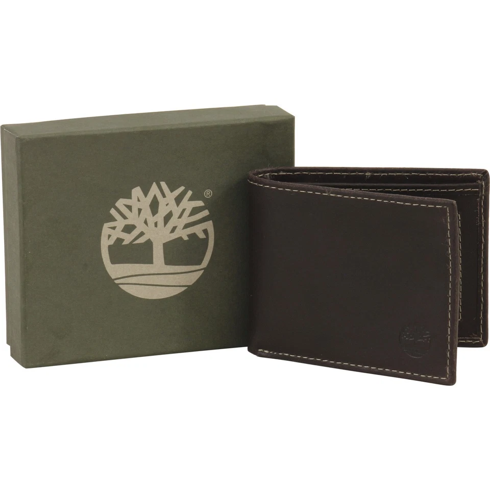 Timberland Men's Delta Brown Genuine Leather Slim-Fold Wallet - Image 4 of 4