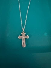 20 inch 925 Sterling Silver cable chain with cross pendant 10% to charity