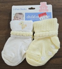 Size 0-6 Months 2 Pairs Of Socks Child Of Mine By Carter's Duck White Yellow New
