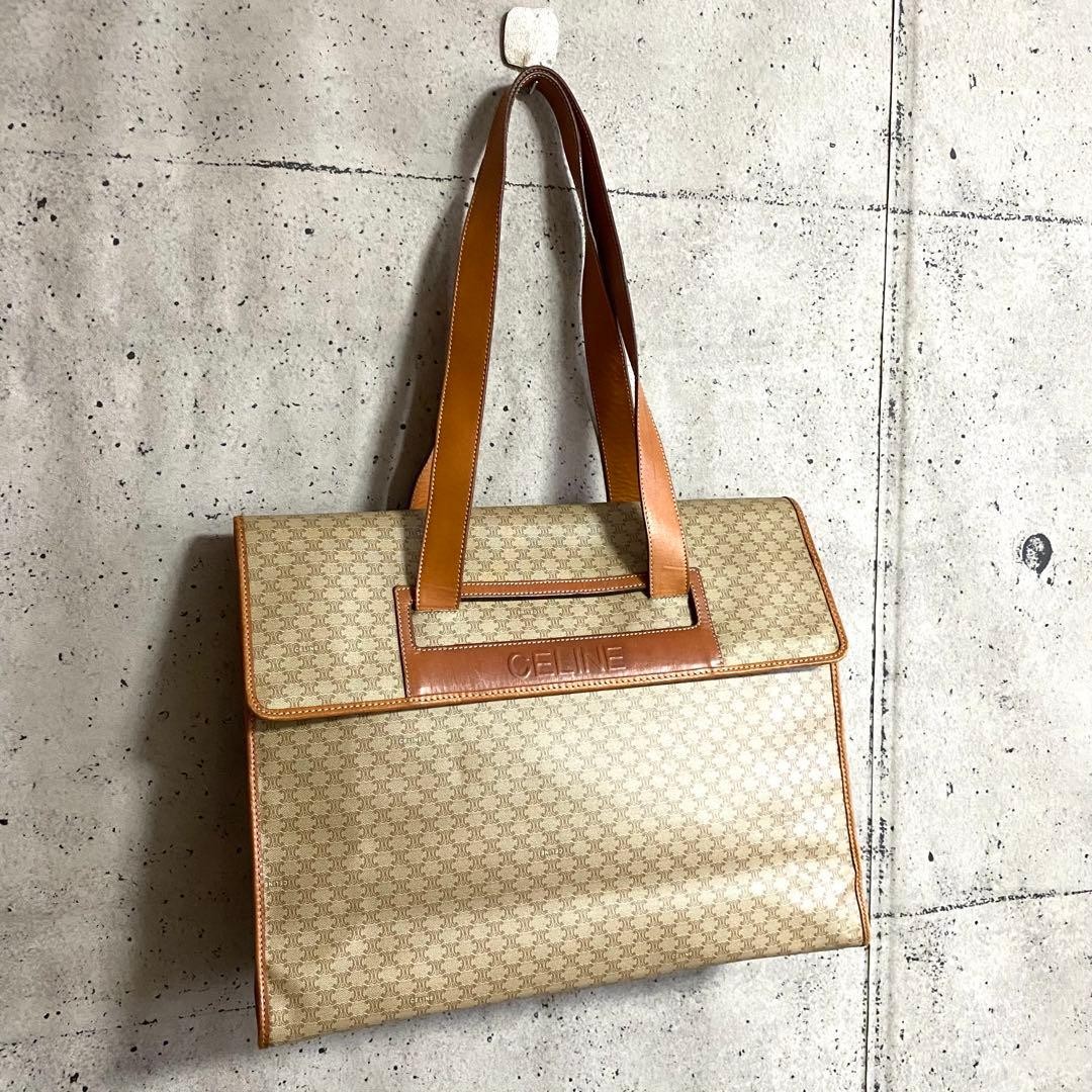 Authentic☆Celine Logo Macadam Pattern Leather Tot… - image 4