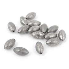 15 Pcs Angling Fishing Line Bait Oval Lead Fish Sinker 2g Per Piece