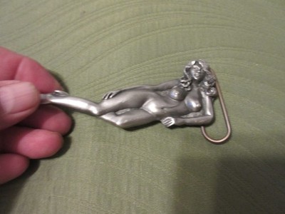 Capt Hawks Sky Patrol Nude Lady Vintage Belt Buckle 1979 Made in USA