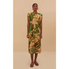 NEW Farm Rio Tropical Isla Padded Shoulders Midi Dress size S small