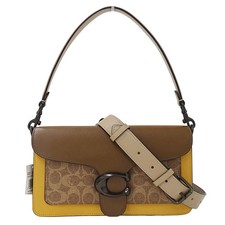 Bolso de Hombro Coach 2way Tabby Signature Cuero Marrón Amarillo G2022 4606 #BBB508