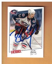 RICK NASH AUTOGRAPHED 2008-09 UD VICTORY NEXT IN LINE HOCKEY CARD BLUE JACKETS