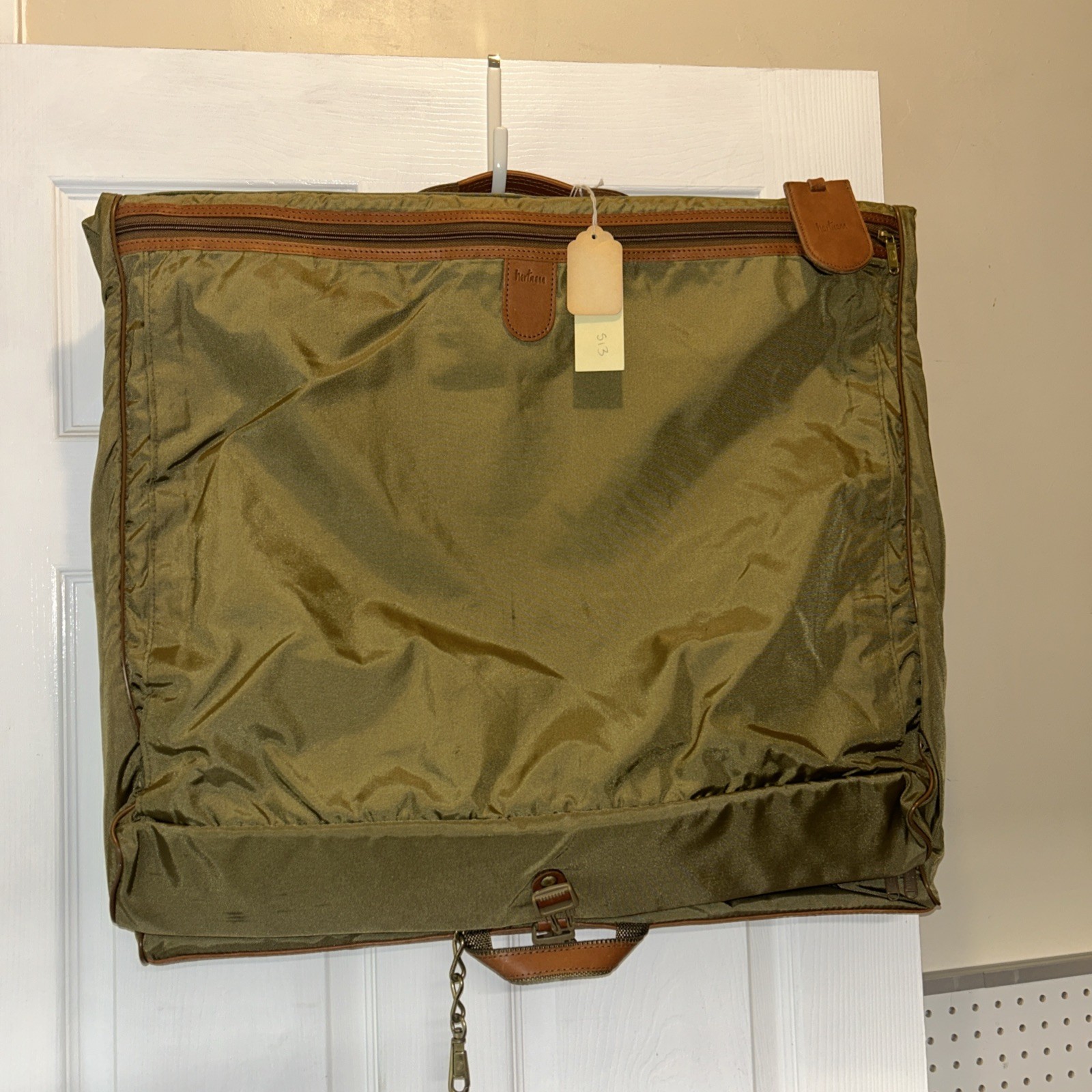 Green Nylon Leather Trim Carry On