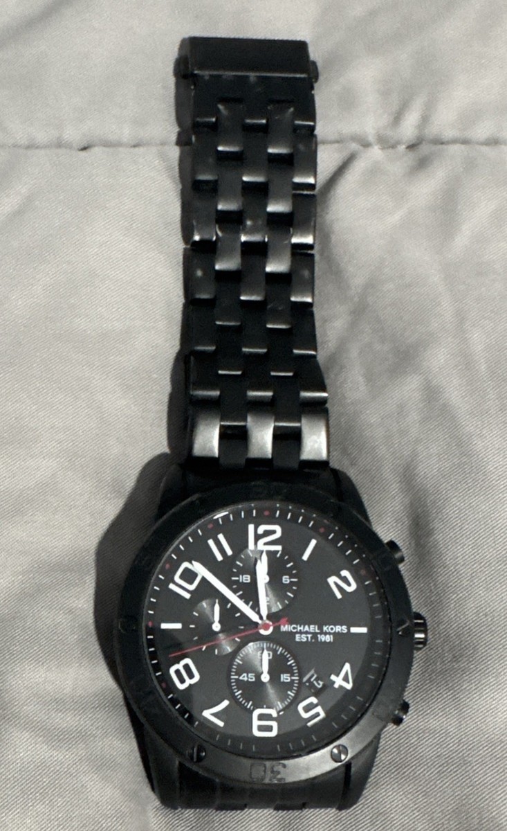 MICHEL  ブラック アナログ腕時計 Michael Kors MK8350 'Mercer' Chronograph Black Bracelet Watch