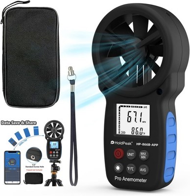 Digital Anemometer Handheld Wind Speed Meter Air Flow LCD Gauge 0.3-30M/s APP