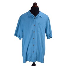 Tommy Bahama Mens Shirt XLT Blue Button Up Camp Silk Blend