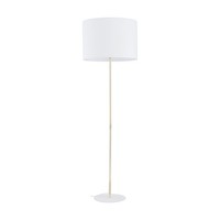 Stehleuchte Stehlampe Klein 160 Cm Aus Metall Stoff E27 In Gold Weiß Wohnzimmer