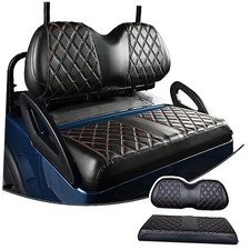 Golf Cart Diamond Seat Covers Kit, Fit for Club Car Black and Brown Stitching