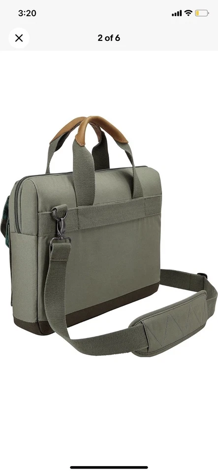 Bolso de hombro para computadora portátil Case Logic Loda-114 verde gasolina 14" nuevo con etiqueta Foto 2 de 4