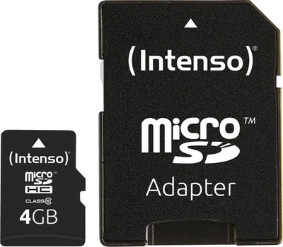 Intenso Micro SD Card 4 GB Speicherkapazität Class 10 inkl. SDHC Adapter