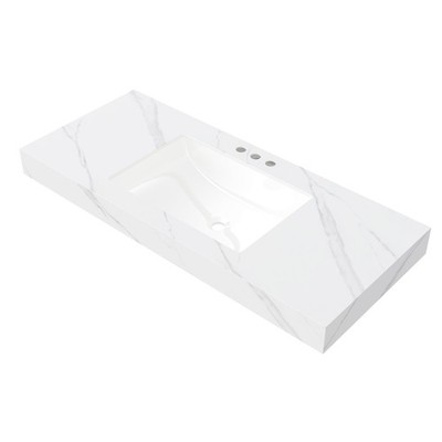 48'' MURI Carrara White Sintered Stone Countertop and Undermount Ceramic Basin