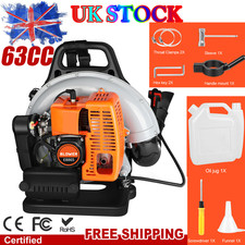 63cc Petrol Backpack Leaf Blower Powerful 2 Stroke Lightweight Air-cooled Blower