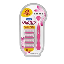 Schick Quattro for Women Razor + 5 Refills Value Pack Pink New