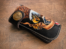 Handmade Tooled Leather Long Wallet Eagle Design Biker Chain Wallet