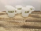 VTG Set of 5 Fire King Meadow Green Coffee Mugs White Milkglass w/Green