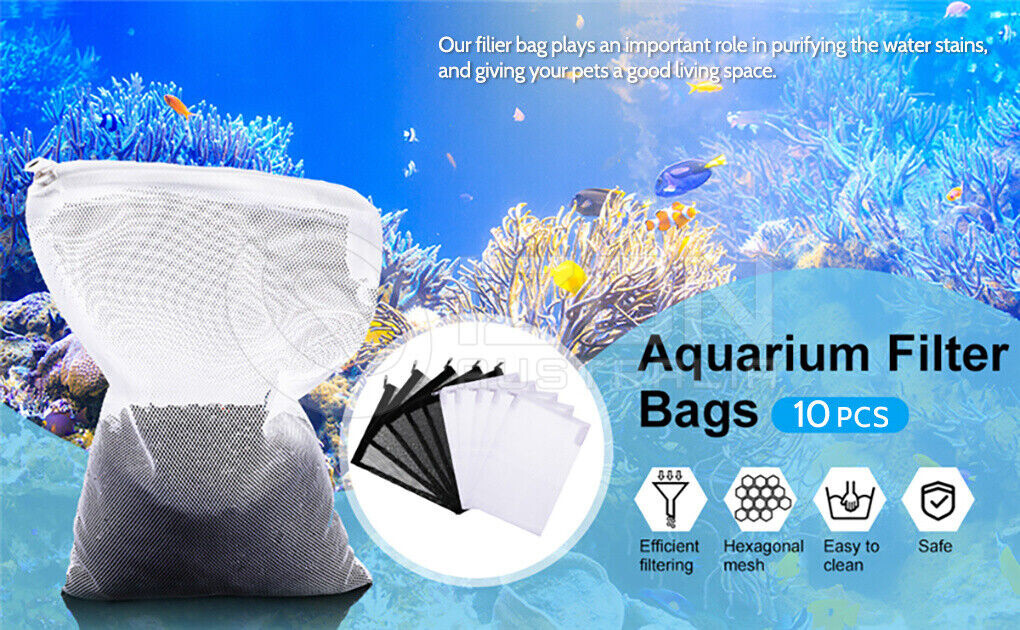 10Pcs Aquarium Filter Bags Fish Tank Bio Ball Media Mesh Storage Bag with Zipper eBay