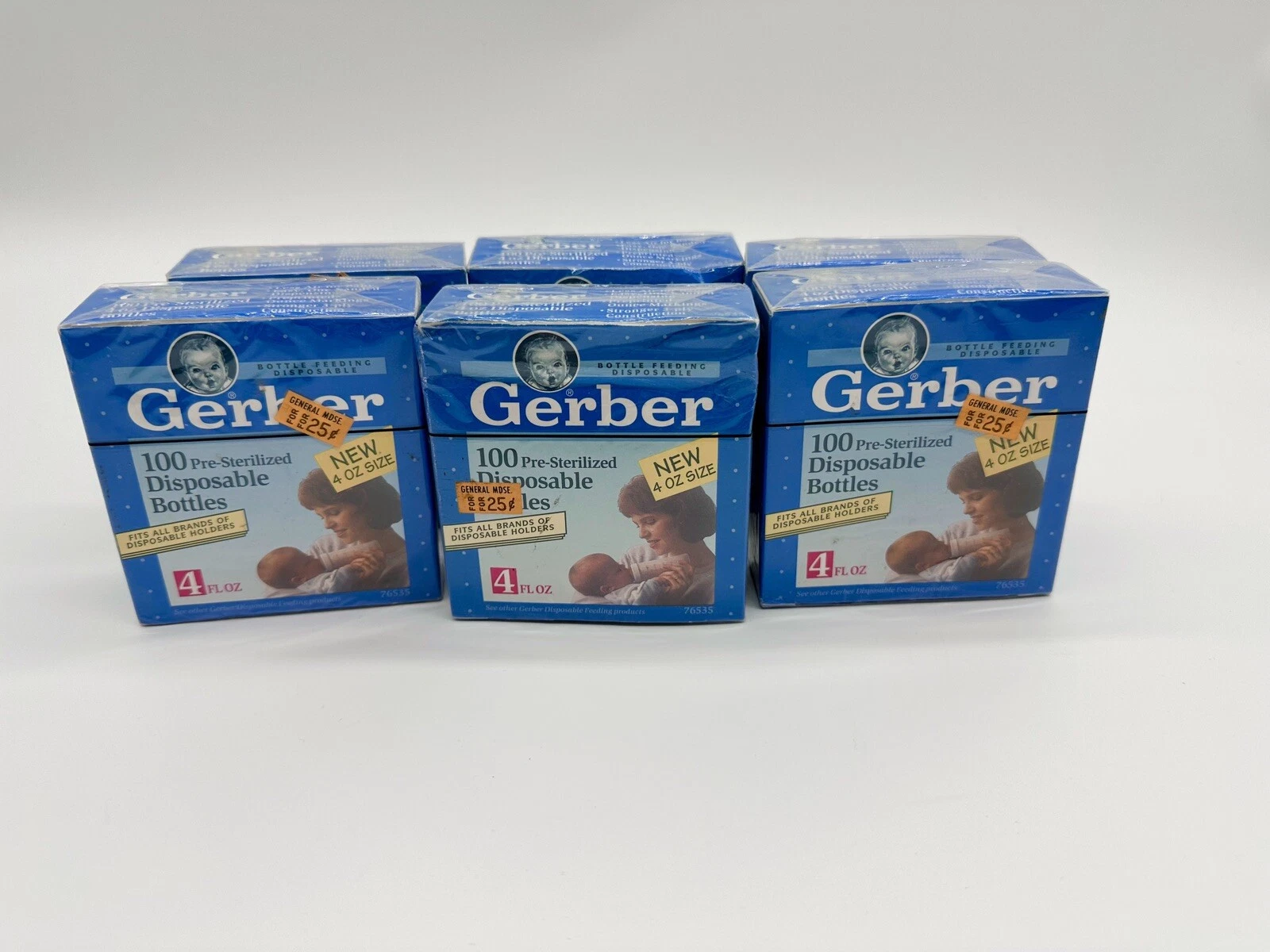 Lot of 6 Gerber Disposable Bottle Liner 4 OZ 100 Piece Packs NEW Vintage Baby