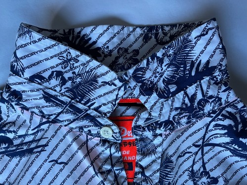 Superdry international vacation shirt short sleeve optic white hibiscus blue M - Picture 19 of 22