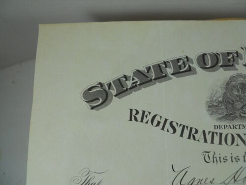 Papel de certificado de enfermera registrada vintage del estado de Illinois médico efímero - Imagen 2 de 14