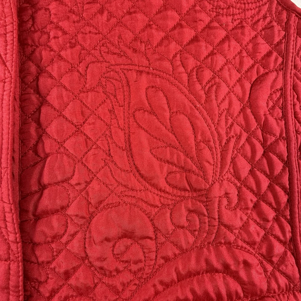 Colete acolchoado feminino Orvis vermelho seda S floral paisley isolado núcleo clássico - Imagem 3 de 4