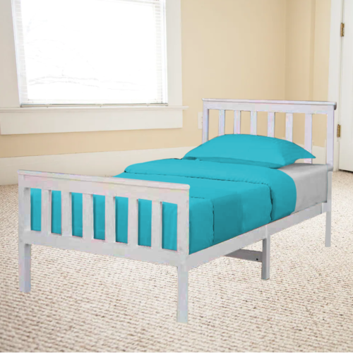 Bed Frame White Wooden Solid Bed Single 4ft Double King Size With