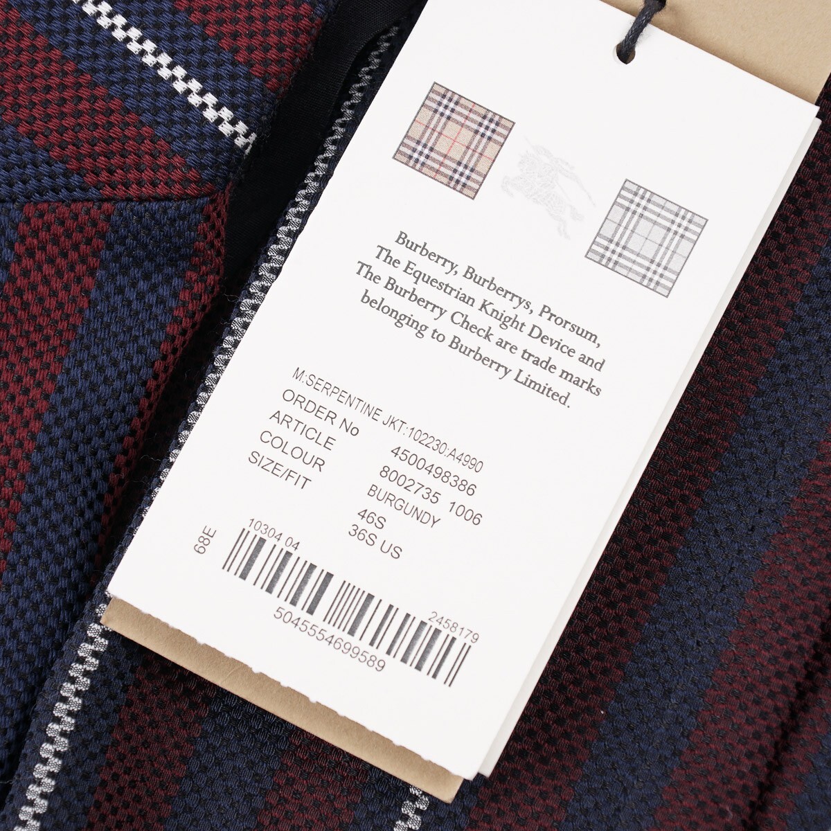 Burberry Burgundy-Navy Stripe Serpentine Jacket 36 Short (Eu Burberry Burgundy-Navy Stripe Serpentine Jacket 36 Short (Eu