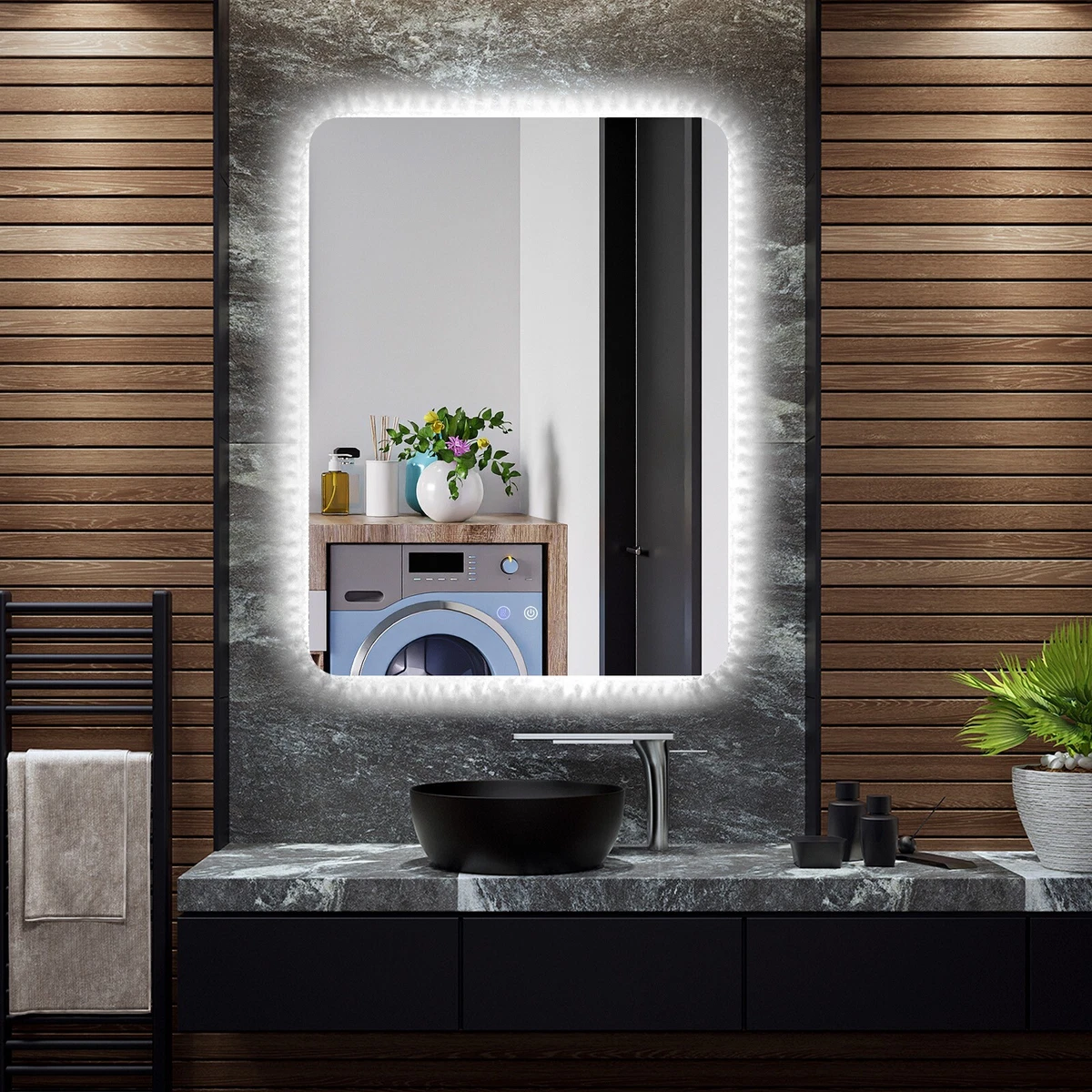 Wall mount on sale mirror with light