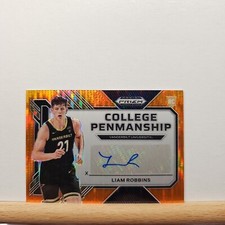 2023-24 Prizm Draft Liam Robbins College Penmanship ORANGE PULSAR 49/49 AUTO RC