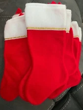 New Vintage Lot of 12 Santa’s Best Plush Red White Gold Christmas Stockings 13"