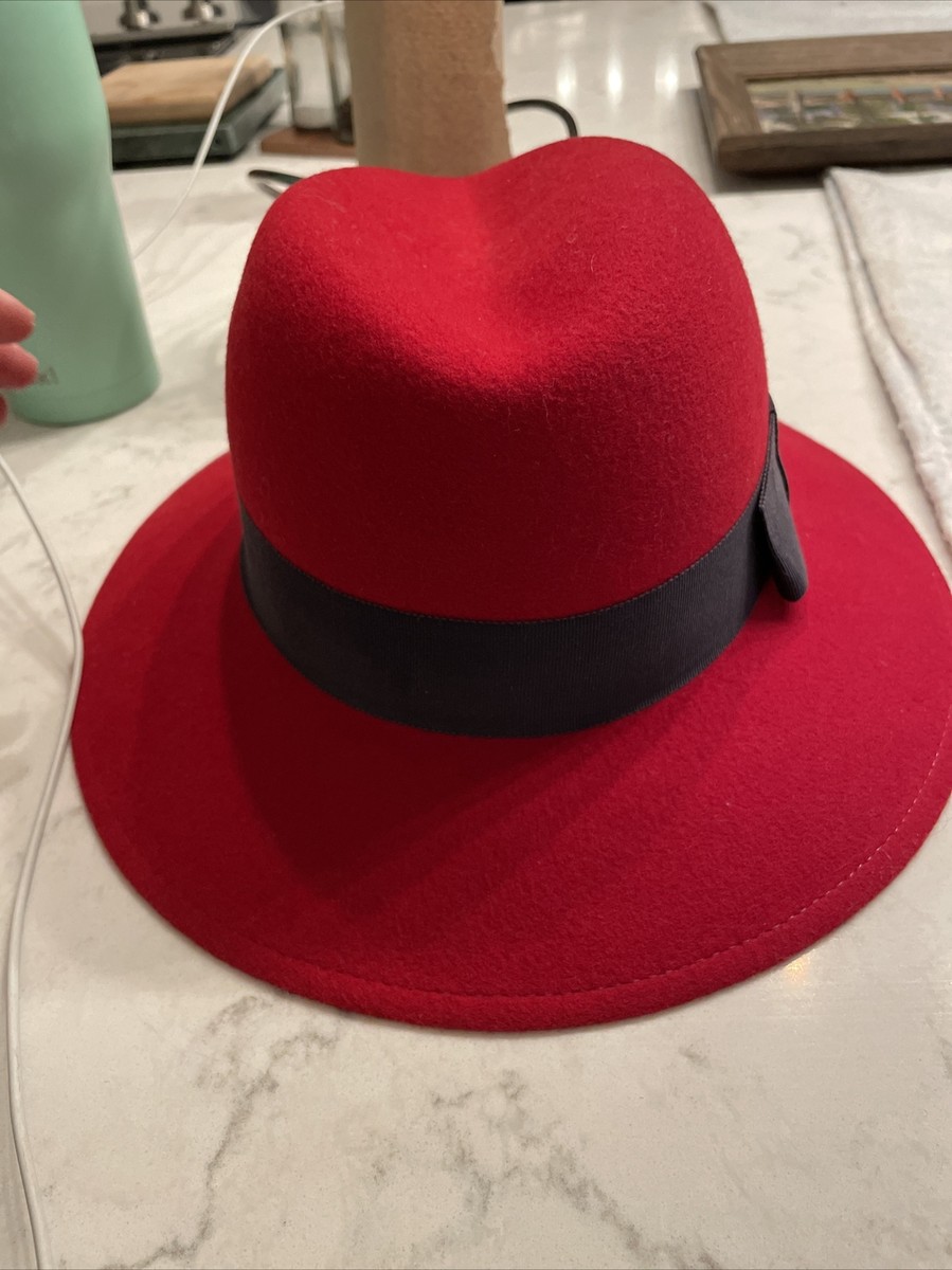 Vintage Womens Hat Cloche Red 100% Wool Felt Liz Claiborne  display picture 3
