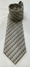 Kenneth Cole Reaction Mens Striped Blue  Brown Tie 58.5" X 3.25"