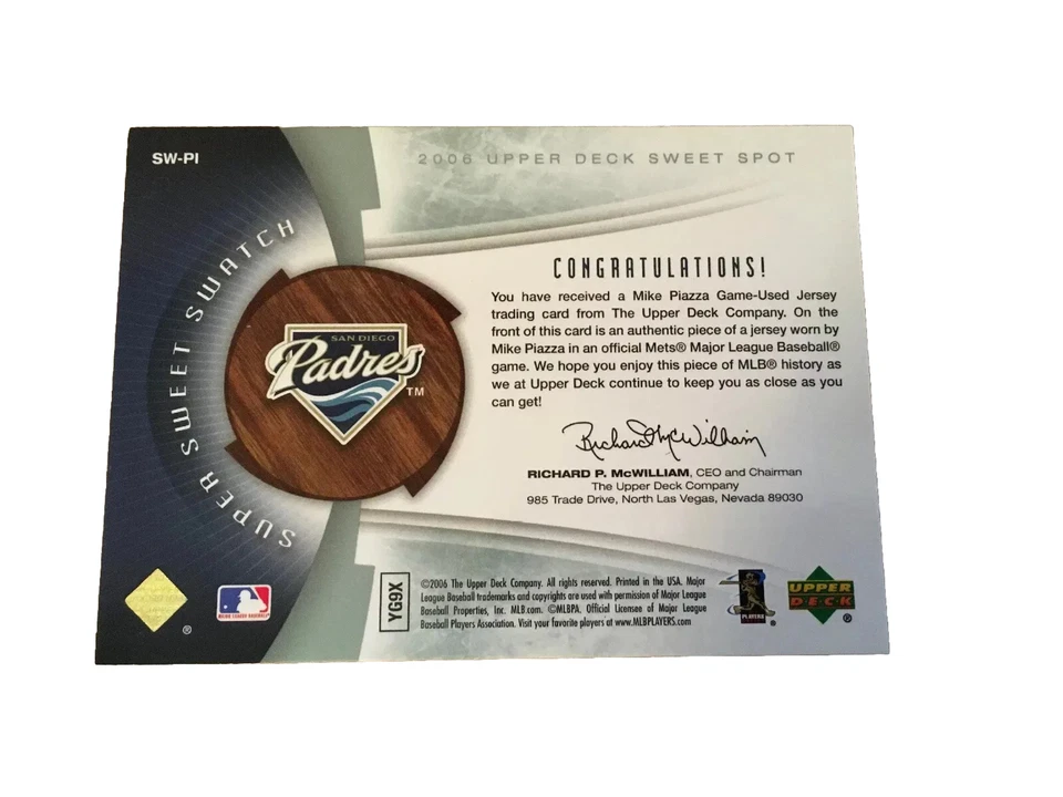 2006 Upper Deck Mike Piazza Super Sweet Relic Jersey Swatch 06/45 - Image 2 of 2