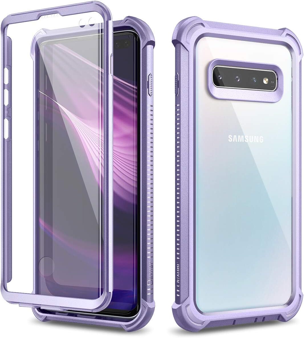 Galaxy S10+ Plus Case with Built-in Screen Protector Clear Rugged Full Body Prot