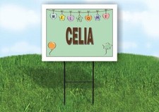 CELIA WELCOME BABY GREEN 18 in x 24 in Yard Sign Road Sign with Stand