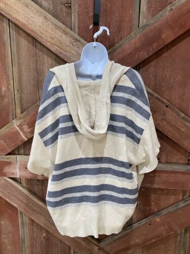 American Eagle Poncho Hooded Sweater Medium Lagenlook Relaxed Drape Boho - Picture 2 of 14