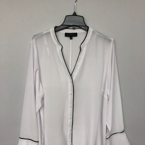 NWT Eloquii Women Long Sleeve Button Shirt Blouse Top Size 18 White M080 -10 - Picture 8 of 14