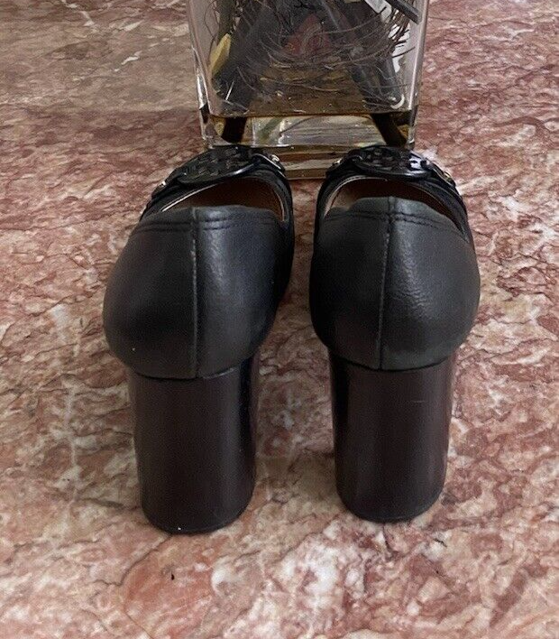 サンダル・ミュール Tory Burch SS25 Black leather pumps (160256 004) Tory Burch Mini Miller Black Leather Logo Block Heels Pump