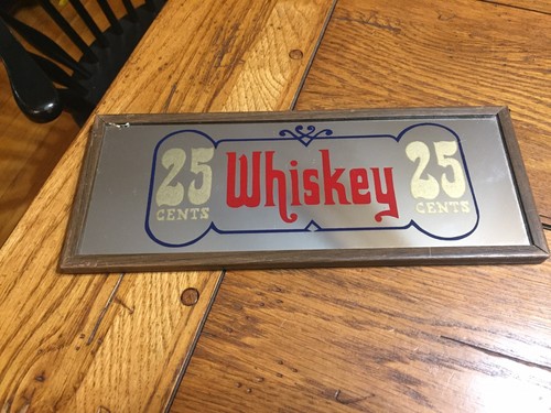 VINTAGE BRYTONE MECHANISCHER SPIEGEL FUNKTIONIERT WHISKEY 25 CENT... MANN HÖHLE DEKOR. NY
