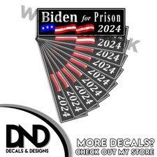 BIDEN FOR PRISON 2024 bumper sticker BLACK decal anti-biden harris 10 PACK