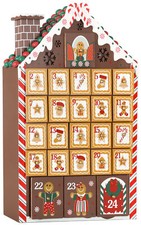 BRUBAKER Advent Calendar - Wooden Gingerbread House with 4 LED Lights - 10.3 x 1