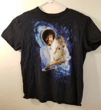 Bob Ross Artist Art Galaxy The Joy of Painting PBS T-Shirt, Black Mens, Size XL