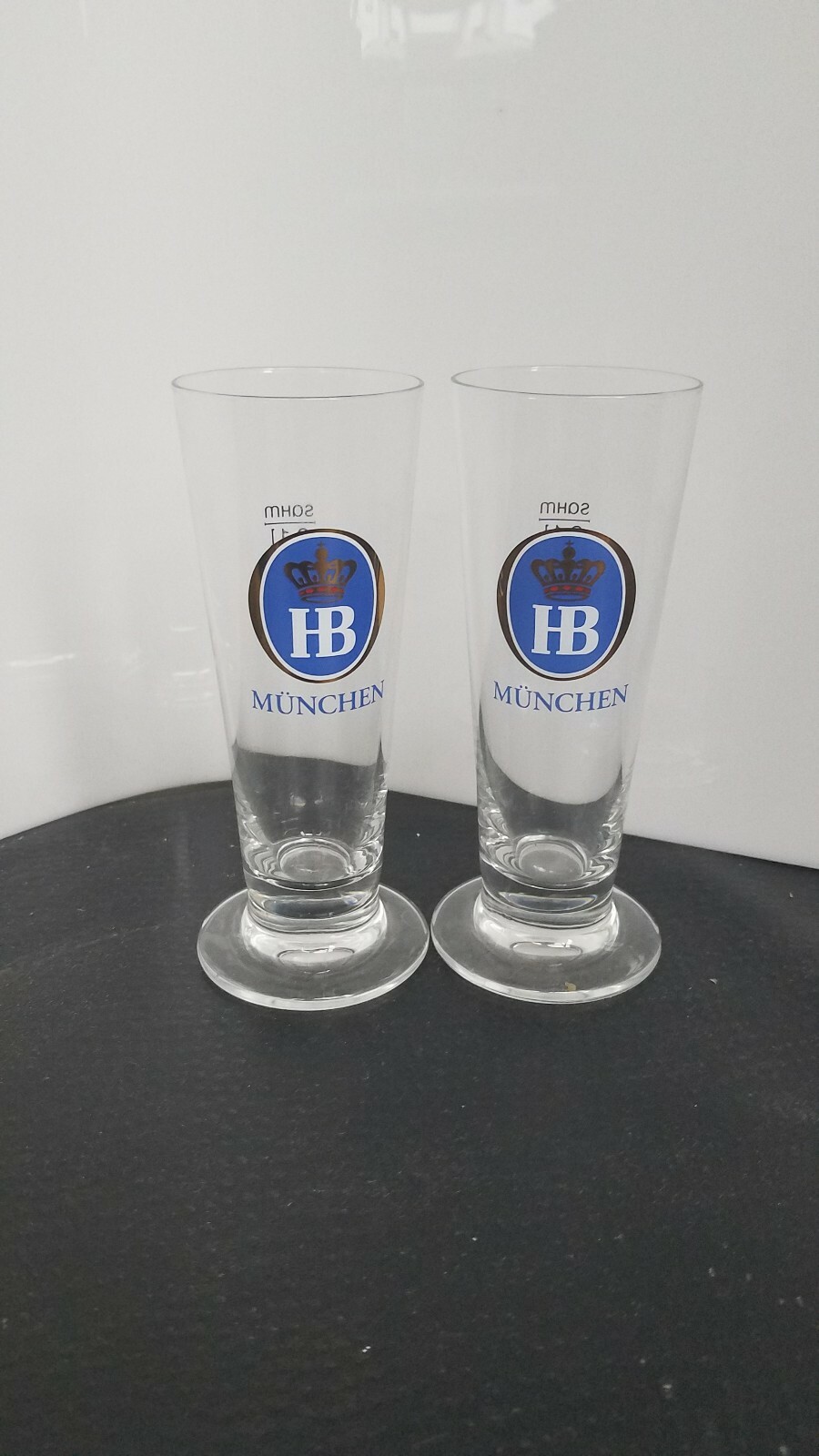 Very Rare Set of 2 HB MUNCHEN SOHM 0.1L PILSNER BEER GLASSES VERY NICE ITEM